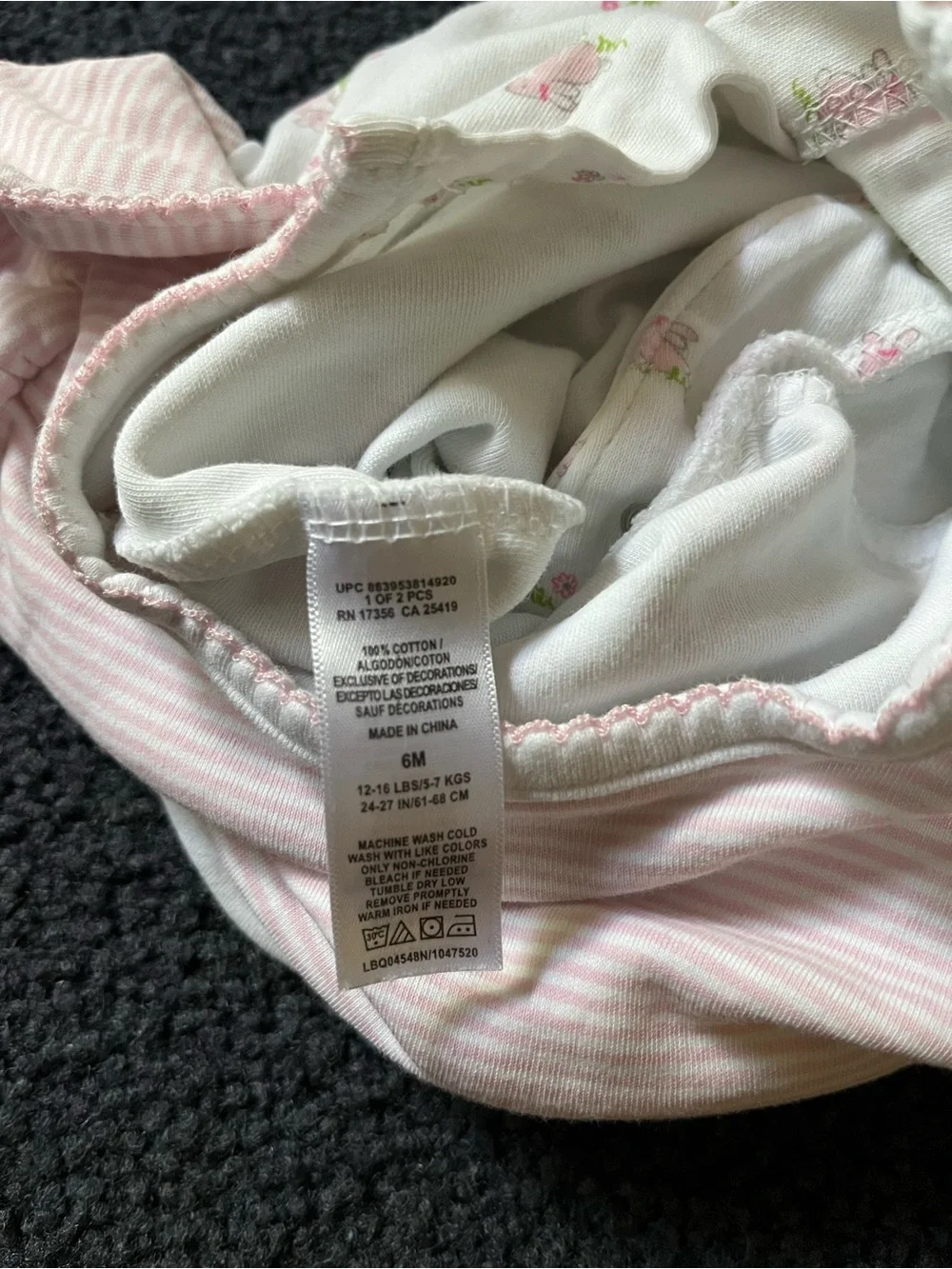 Little Me Cream and Pink Floral Footed One-Piece w Bows
